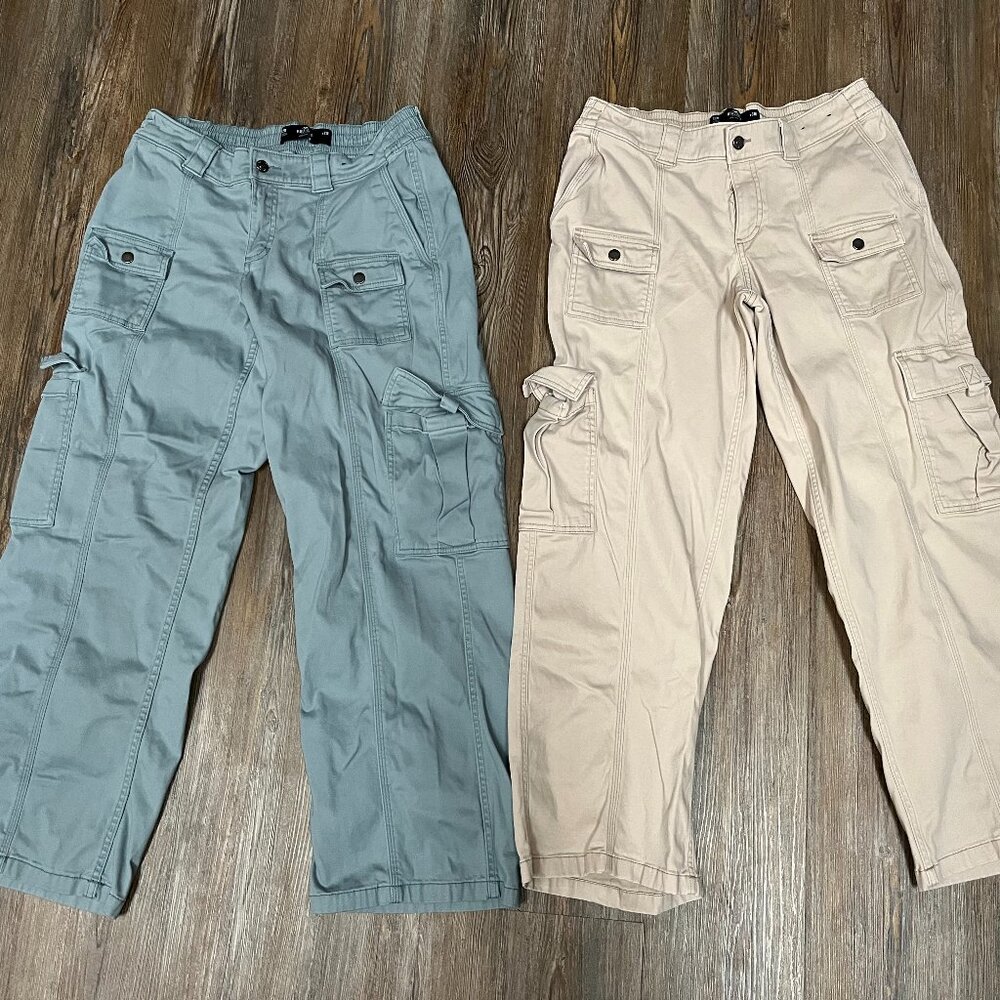 Hollister Blue and Beige Cargo Pants